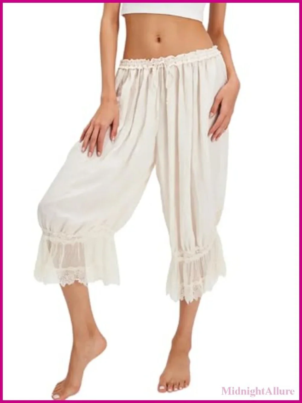 Lace Trim Bloomer Pants Women Y2K Ruffle Pantaloons Pettipants
